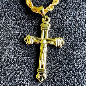 14k Gold 3.5mm Rope Chain & Crucifix